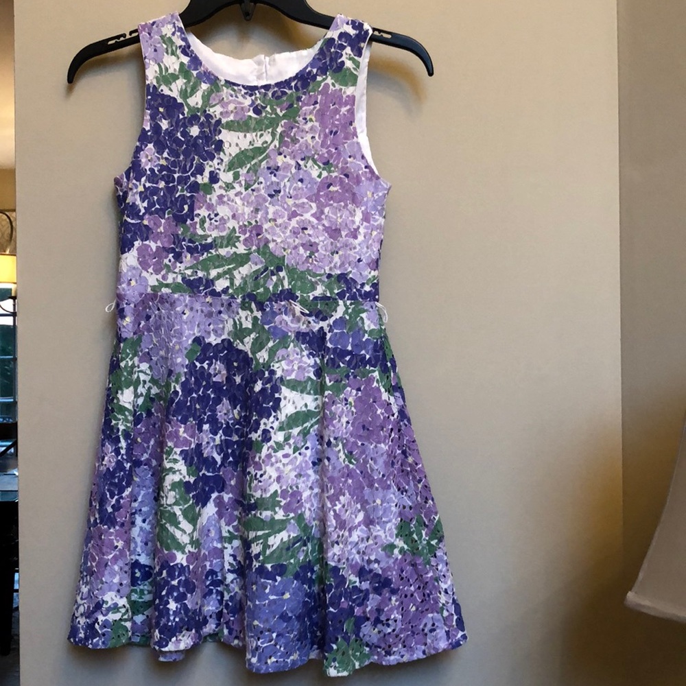 Girls Sleeveless Floral Lace Dress (Size 10)